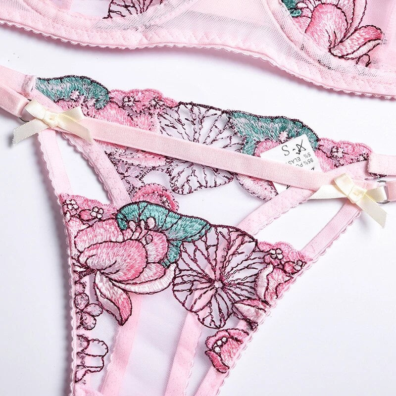 Flora embroidered knickers  Decadent silk lingerie sets